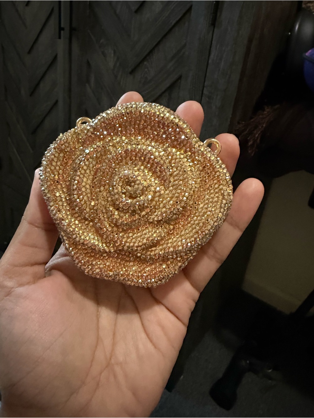 Crystal Rose Clutch in Shimmering Gold